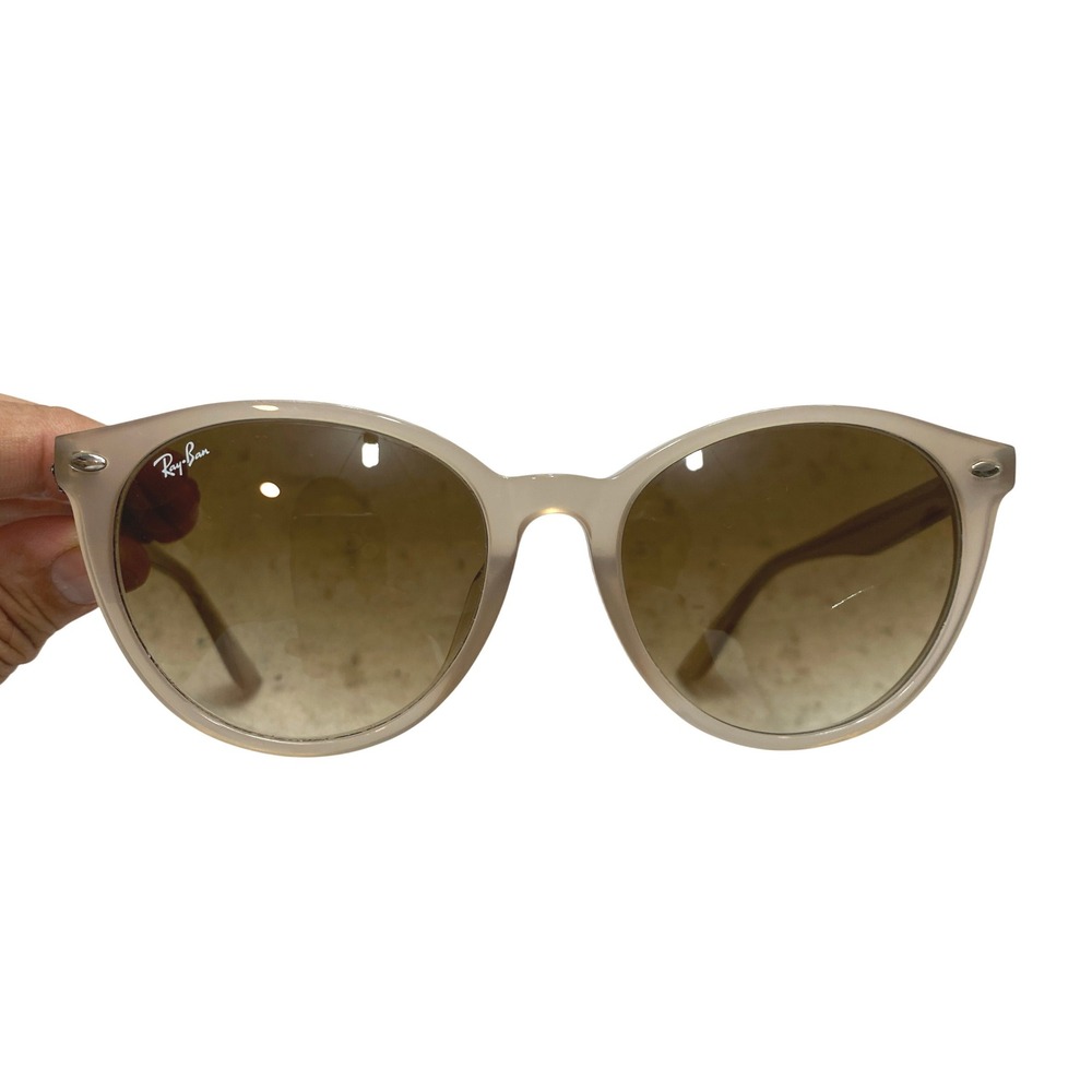 Ray-Ban RB 4305-F 6166/13 Sunglasses Beige Round Brown Gradient Lenses 53mm